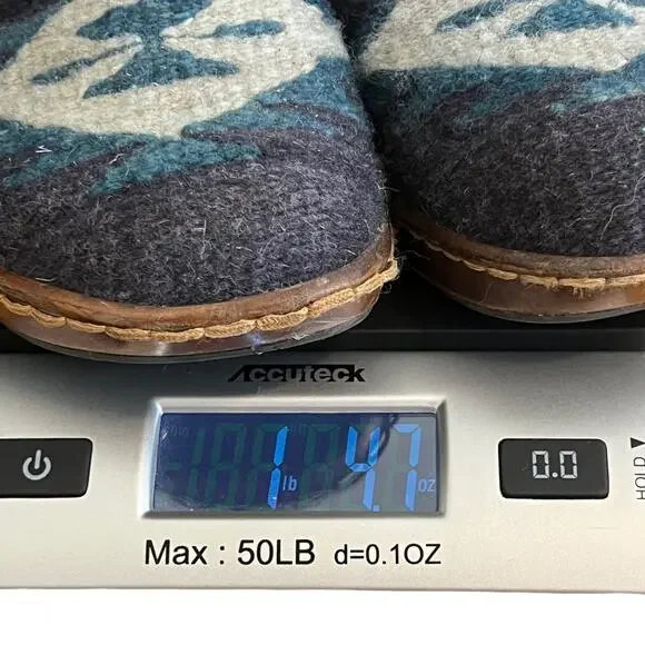 Born Bandy Blanket Aztec Clogs Womens 7 Blue Wool Leather Slip On Comfort - Picture 10 of 12